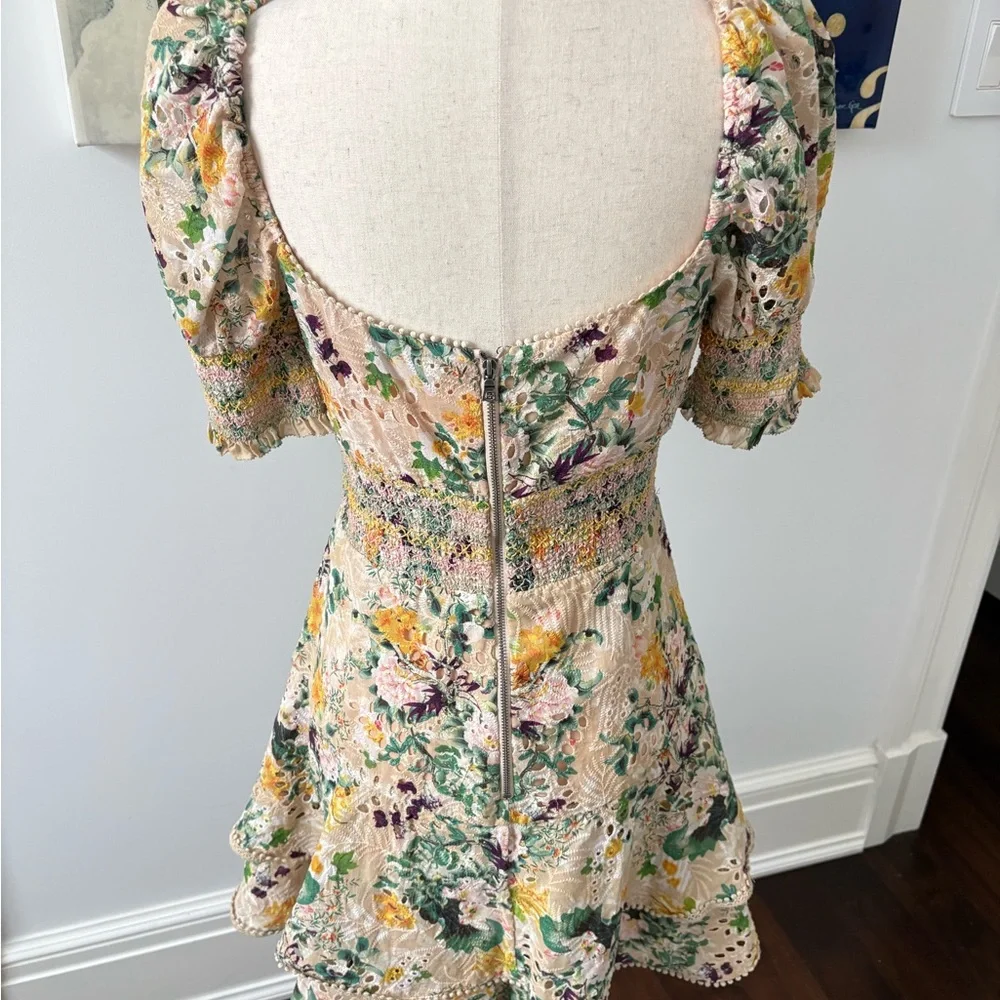 Alice + Olivia Floral Mini Dress with Puff Sleeves - Picture 6 of 8
